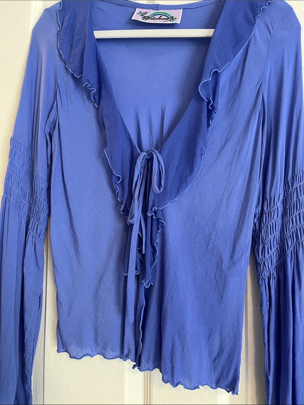 Rainbow Ruffle Tie-Front Blouse - Picture 3 of 6
